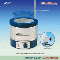DAIHAN Aluminum-case Beaker Heating Mantle, (1) Basic & (2) Stirring-type, 450℃, 100~5,000㎖ With Built-in Temp Controller, with/without Mag-stir Speed Control, with Certi. & Traceability 비커용 히팅맨틀, 온도 조절기 내장“, 기본형” 및“ 자석교반형”, Ni-Cr열선 내장