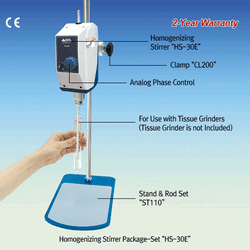DAIHAN® Homogenizing Stirrer “HS-30E”, for Tissue Grinder, 200~5,000rpm analog Phase control, without Tissue Grinder, with Certi. & Traceability, 호모지나이저 스터러