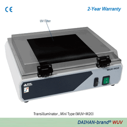 DAIHAN® UV Transilluminator “WUV”, Standard- & Compact Case-type, 48W/90W With Hinged UV-Blocking Safety Cover, Robust, Versatile, 312·365·312+365 nm, with Certi. & Traceability 자외선 발산기, 기본형 핵산(DNA, RNA), 스탠다드-/컴팩트-케이스 타입